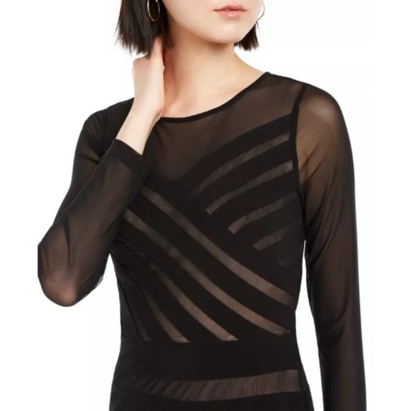 Adrianna Papell Black Pale Pink Long Sleeve Sz 4 6 - Picture 5 of 10